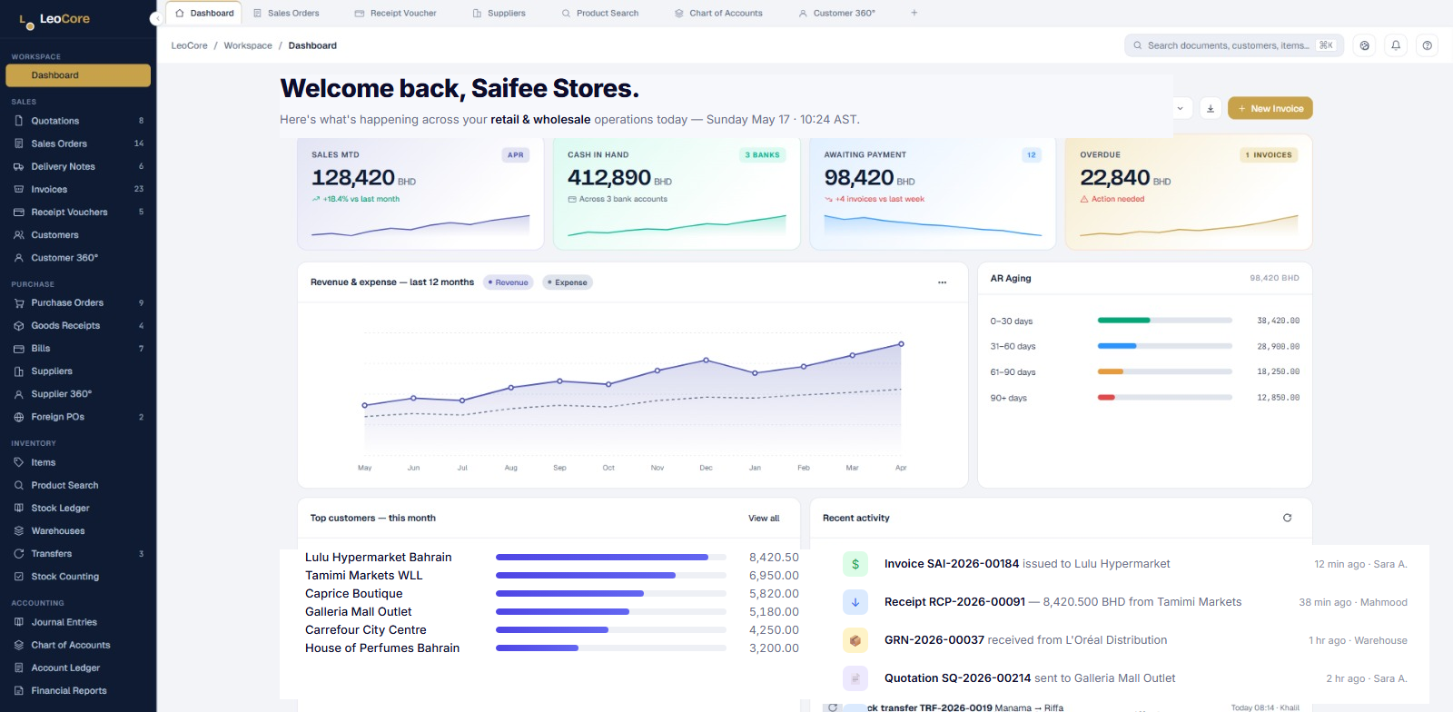 Saifee Stores WLL — LeoCore ERP implementation